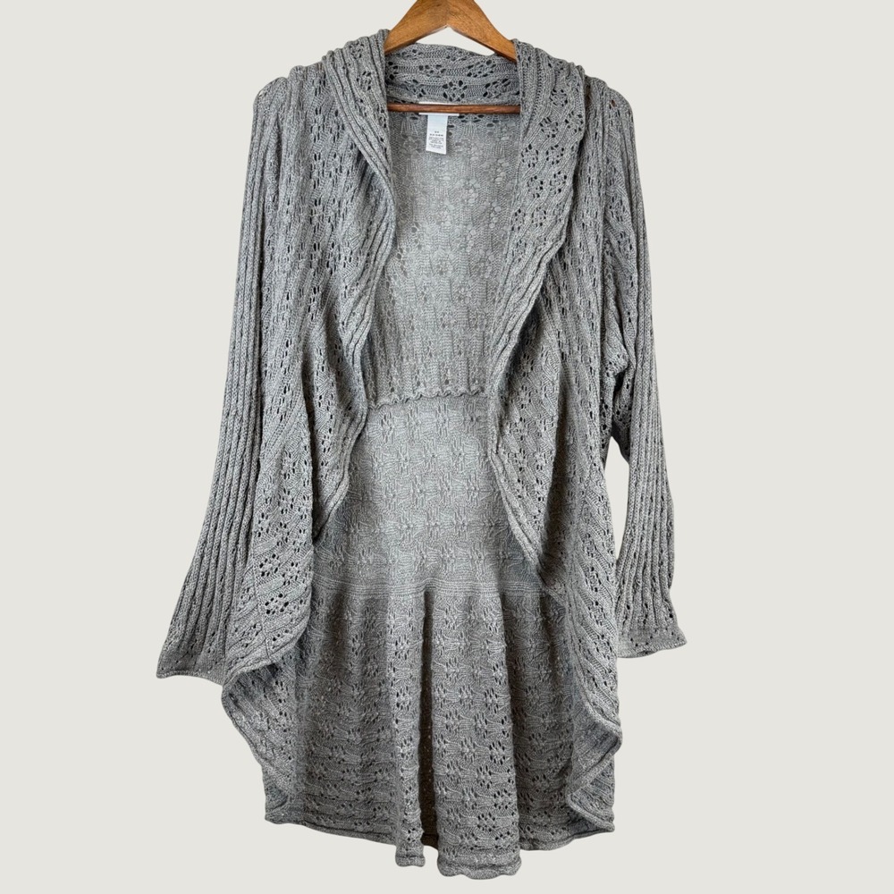 Womens Pointelle Knit Open‎ Front Bell Sleeve Cardigan 2X Cottagecore Boho Indie